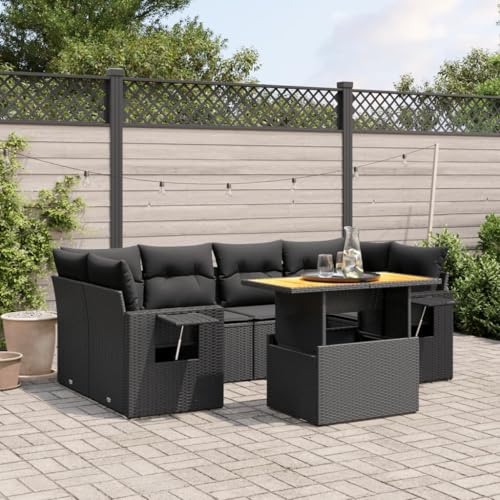 Qnhdfrt Garten Sofagarnitur Schwarz 7 teilig PE Rattan Outdoor Möbel Set mit Klapptisch und Kissen für Terrasse Balkon Garten Qnhdfrt Garten Sofagarnitur Schwarz 7 teilig PE Rattan Outdoor Möbel Set mit Klapptisch und Kissen für Terrasse Balkon Garten von Qnhdfrt