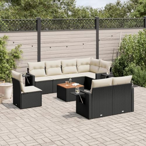 Qnhdfrt Garten Sofagarnitur Schwarz 9 teilig PE Rattan mit Kissen Stauraum und Klapptisch für Terrasse Balkon Garten Qnhdfrt Garten Sofagarnitur Schwarz 9 teilig PE Rattan mit Kissen Stauraum und Klapptisch für Terrasse Balkon Garten von Qnhdfrt