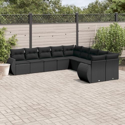 Qnhdfrt Garten-Sofagarnitur Schwarz PE-Rattan 10-TLG. Set mit Kissen Modulares Design für Garten Terrasse und Balkon Qnhdfrt Garten-Sofagarnitur Schwarz PE-Rattan 10-TLG. Set mit Kissen Modulares Design für Garten Terrasse und Balkon von Qnhdfrt
