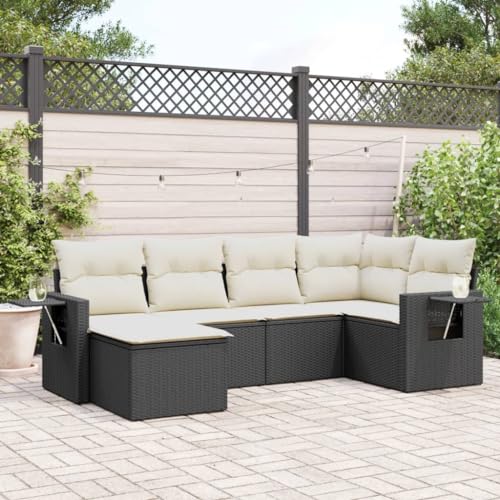 Qnhdfrt Garten Sofagarnitur Schwarz PE Rattan 6 teilig mit Kissen Stauraum und Klapptisch für Terrasse Garten und Balkon Qnhdfrt Garten Sofagarnitur Schwarz PE Rattan 6 teilig mit Kissen Stauraum und Klapptisch für Terrasse Garten und Balkon von Qnhdfrt