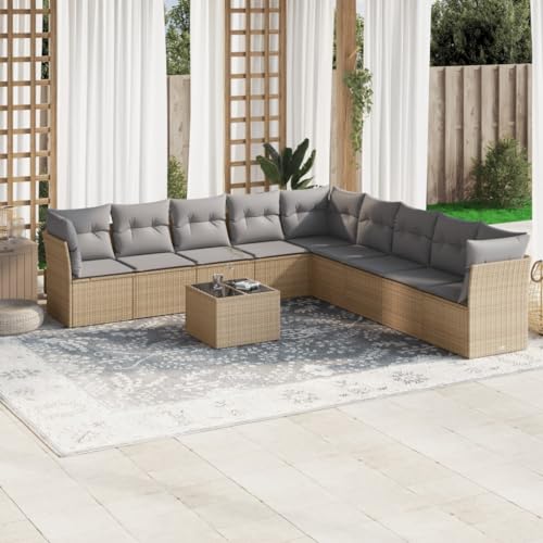 Qnhdfrt Garten Sofagarnitur Set 10 Teilig Beige PE Rattan mit Kissen und Glas Tisch für Terrasse Garten Balkon Qnhdfrt Garten Sofagarnitur Set 10 Teilig Beige PE Rattan mit Kissen und Glas Tisch für Terrasse Garten Balkon von Qnhdfrt