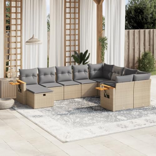 Qnhdfrt Garten Sofagarnitur Set 10 teilig Beige PE Rattan mit Kissen Stauraum und Klapptisch für Terrasse Garten und Balkon Qnhdfrt Garten Sofagarnitur Set 10 teilig Beige PE Rattan mit Kissen Stauraum und Klapptisch für Terrasse Garten und Balkon von Qnhdfrt