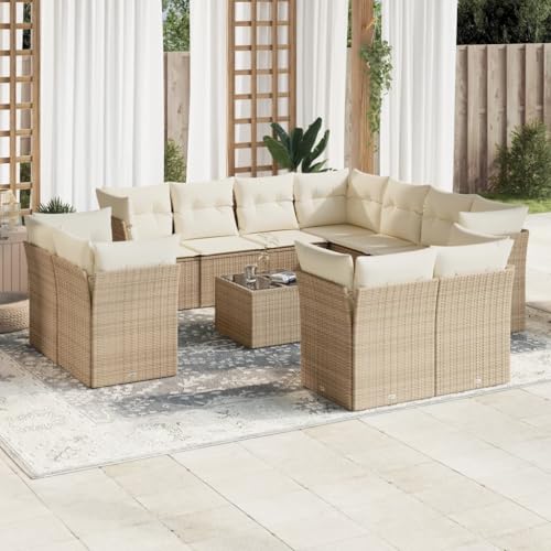 Qnhdfrt Garten Sofagarnitur Set 11-TLG PE Rattan Sitzgruppe mit Kissen und Glas Tisch für Terrasse Balkon Garten Qnhdfrt Garten Sofagarnitur Set 11-TLG PE Rattan Sitzgruppe mit Kissen und Glas Tisch für Terrasse Balkon Garten von Qnhdfrt