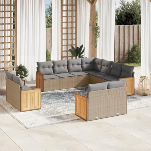 Qnhdfrt Garten Sofagarnitur Set 11 teilig Beige PE Rattan Lounge Möbel mit Kissen für Terrasse Garten und Balkon Qnhdfrt Garten Sofagarnitur Set 11 teilig Beige PE Rattan Lounge Möbel mit Kissen für Terrasse Garten und Balkon von Qnhdfrt