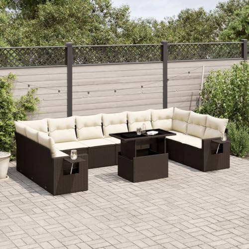Qnhdfrt Garten Sofagarnitur Set 11 teilig PE Rattan Braun mit Tisch und Kissen Outdoor Lounge Möbel für Terrasse Garten Balkon Qnhdfrt Garten Sofagarnitur Set 11 teilig PE Rattan Braun mit Tisch und Kissen Outdoor Lounge Möbel für Terrasse Garten Balkon von Qnhdfrt