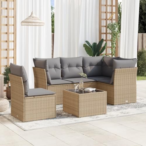 Qnhdfrt Garten Sofagarnitur Set 4 Sitzer PE Rattan mit Glas Tisch und Kissen Beige für Terrasse Balkon Garten Qnhdfrt Garten Sofagarnitur Set 4 Sitzer PE Rattan mit Glas Tisch und Kissen Beige für Terrasse Balkon Garten von Qnhdfrt