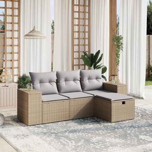 Qnhdfrt Garten Sofagarnitur Set 4 Teile PE Rattan Outdoor Lounge Sitzgruppe mit Kissen Beigemischung für Terrasse Balkon Garten Qnhdfrt Garten Sofagarnitur Set 4 Teile PE Rattan Outdoor Lounge Sitzgruppe mit Kissen Beigemischung für Terrasse Balkon Garten von Qnhdfrt
