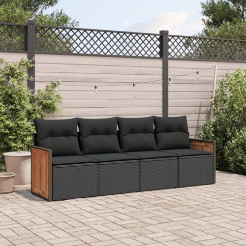 Qnhdfrt Garten Sofagarnitur Set 4 Teile Schwarz PE Rattan Outdoor Sitzgruppe mit Kissen für Terrasse Balkon Garten Qnhdfrt Garten Sofagarnitur Set 4 Teile Schwarz PE Rattan Outdoor Sitzgruppe mit Kissen für Terrasse Balkon Garten von Qnhdfrt