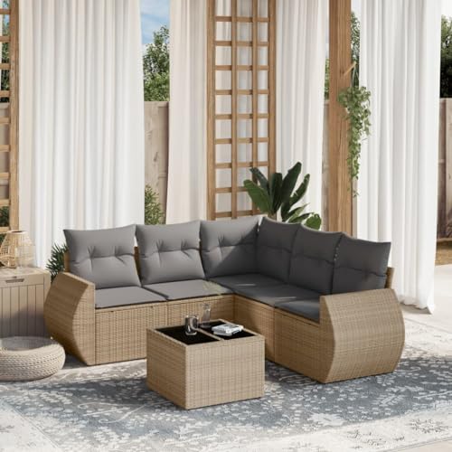 Qnhdfrt Garten Sofagarnitur Set 5 TLG PE Rattan Lounge Set mit Glas Tisch und Kissen Beige für Terrasse Garten Balkon Qnhdfrt Garten Sofagarnitur Set 5 TLG PE Rattan Lounge Set mit Glas Tisch und Kissen Beige für Terrasse Garten Balkon von Qnhdfrt