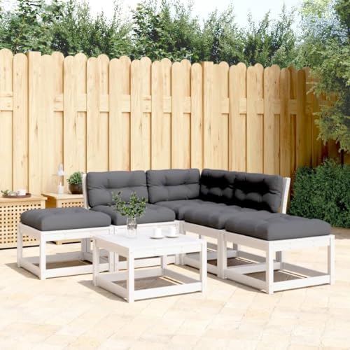 Qnhdfrt Garten Sofagarnitur Set 5 teilig aus massivem Kiefernholz mit Polsterkissen Weiß Anthrazit für Terrasse Balkon Garten Qnhdfrt Garten Sofagarnitur Set 5 teilig aus massivem Kiefernholz mit Polsterkissen Weiß Anthrazit für Terrasse Balkon Garten von Qnhdfrt