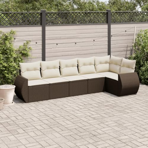 Qnhdfrt Garten Sofagarnitur Set 6 teilig Braun PE Rattan mit Cremeweißen Kissen Modulares Design für Terrasse Balkon und Garten Qnhdfrt Garten Sofagarnitur Set 6 teilig Braun PE Rattan mit Cremeweißen Kissen Modulares Design für Terrasse Balkon und Garten von Qnhdfrt