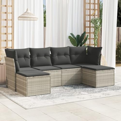 Qnhdfrt Garten Sofagarnitur Set 6 teilig aus PE Rattan mit Kissen Hellgrau für Terrasse Garten und Balkon Modulares Design mit Eckelement und Hocker Qnhdfrt Garten Sofagarnitur Set 6 teilig aus PE Rattan mit Kissen Hellgrau für Terrasse Garten und Balkon Modulares Design mit Eckelement und Hocker von Qnhdfrt