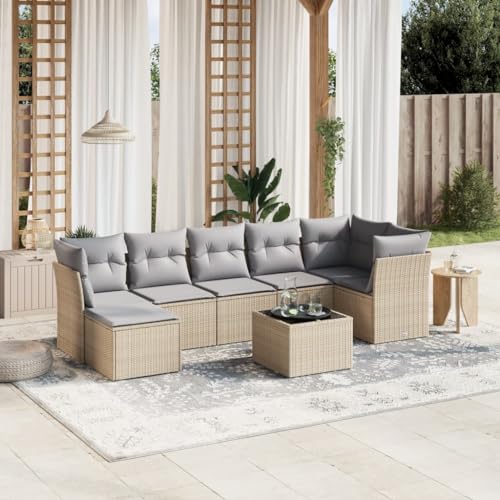 Qnhdfrt Garten Sofagarnitur Set 8 teilig PE Rattan Outdoor Lounge Set mit Glas Tisch und Kissen Beige für Terrasse Garten Balkon Qnhdfrt Garten Sofagarnitur Set 8 teilig PE Rattan Outdoor Lounge Set mit Glas Tisch und Kissen Beige für Terrasse Garten Balkon von Qnhdfrt