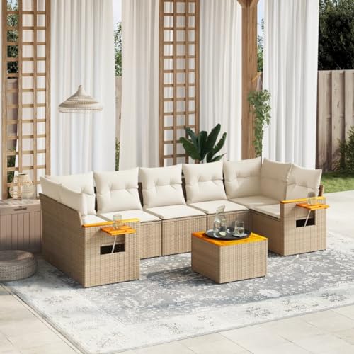 Qnhdfrt Garten Sofagarnitur Set 8 teilig Poly Rattan Beige mit Kissen Stauraum und Klapptisch für Terrasse Balkon Garten Qnhdfrt Garten Sofagarnitur Set 8 teilig Poly Rattan Beige mit Kissen Stauraum und Klapptisch für Terrasse Balkon Garten von Qnhdfrt