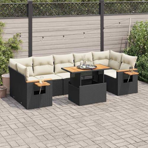 Qnhdfrt Garten Sofagarnitur Set 8 teilig Schwarz PE Rattan mit Kissen Stauraum und Klapptisch für Terrasse Garten Balkon Qnhdfrt Garten Sofagarnitur Set 8 teilig Schwarz PE Rattan mit Kissen Stauraum und Klapptisch für Terrasse Garten Balkon von Qnhdfrt