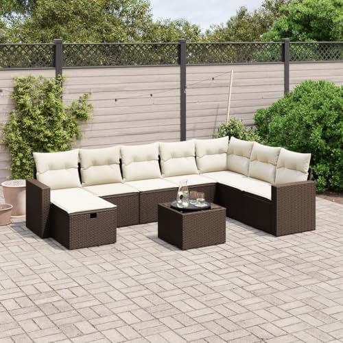 Qnhdfrt Garten Sofagarnitur Set 9 teilig Braun PE Rattan mit Kissen und Glas Tisch für Terrasse Balkon Garten Qnhdfrt Garten Sofagarnitur Set 9 teilig Braun PE Rattan mit Kissen und Glas Tisch für Terrasse Balkon Garten von Qnhdfrt
