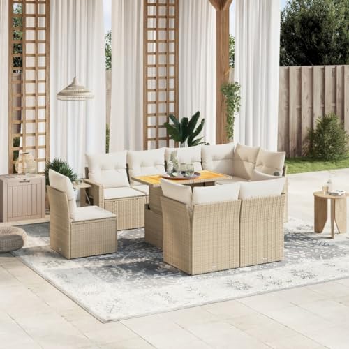 Qnhdfrt Garten Sofagarnitur Set 9 teilig Poly Rattan Beige Outdoor Lounge Möbel mit Kissen und Klapptisch für Terrasse Garten Balkon Qnhdfrt Garten Sofagarnitur Set 9 teilig Poly Rattan Beige Outdoor Lounge Möbel mit Kissen und Klapptisch für Terrasse Garten Balkon von Qnhdfrt