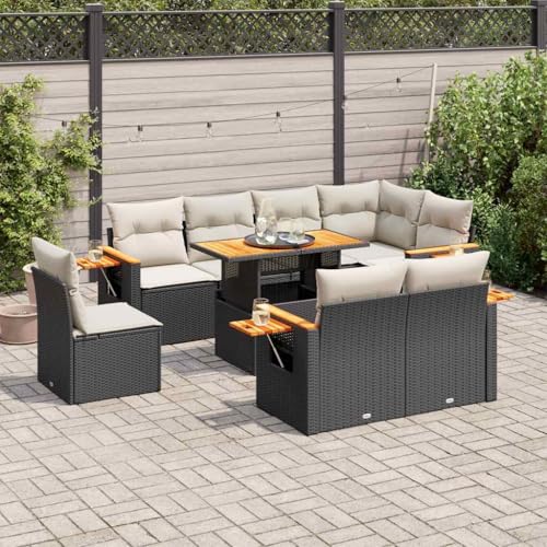 Qnhdfrt Garten Sofagarnitur Set 9 teilig Schwarz PE Rattan mit Kissen Stauraum und Klapptisch für Terrasse Garten Balkon Qnhdfrt Garten Sofagarnitur Set 9 teilig Schwarz PE Rattan mit Kissen Stauraum und Klapptisch für Terrasse Garten Balkon von Qnhdfrt