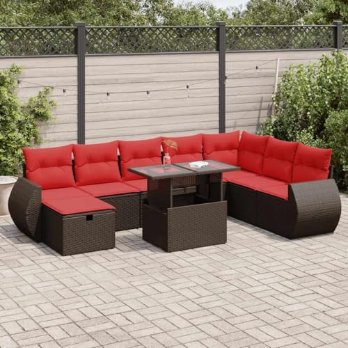 Qnhdfrt Garten Sofagarnitur Set Braun PE Rattan mit Klapptisch und Kissen Modulares Design für Terrasse Garten Balkon von Qnhdfrt