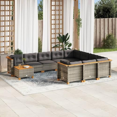 Qnhdfrt Garten Sofagarnitur Set Grau 11 teilig PE Rattan Lounge Möbel mit Kissen und Tisch Modulares Design für Terrasse Balkon und Garten Qnhdfrt Garten Sofagarnitur Set Grau 11 teilig PE Rattan Lounge Möbel mit Kissen und Tisch Modulares Design für Terrasse Balkon und Garten von Qnhdfrt