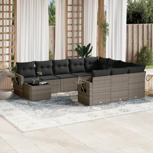 Qnhdfrt Garten Sofagarnitur Set Grau 11 teilig PE Rattan mit Glas Tischplatte Modulares Design für Terrasse Balkon und Garten Qnhdfrt Garten Sofagarnitur Set Grau 11 teilig PE Rattan mit Glas Tischplatte Modulares Design für Terrasse Balkon und Garten von Qnhdfrt