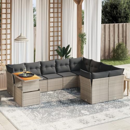 Qnhdfrt Garten Sofagarnitur Set Grau PE Rattan 10 teilig mit Kissen und Klapptisch für Terrasse Garten Balkon Lounge Qnhdfrt Garten Sofagarnitur Set Grau PE Rattan 10 teilig mit Kissen und Klapptisch für Terrasse Garten Balkon Lounge von Qnhdfrt