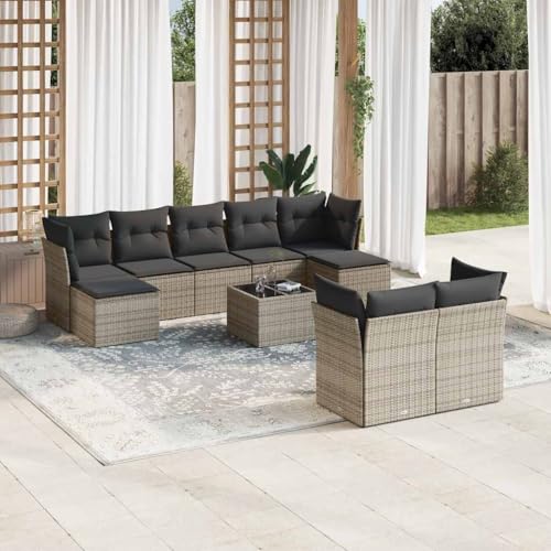 Qnhdfrt Garten Sofagarnitur Set Grau PE Rattan mit Glas Tisch und Stauraum Modulares Design für Terrasse Garten und Balkon Qnhdfrt Garten Sofagarnitur Set Grau PE Rattan mit Glas Tisch und Stauraum Modulares Design für Terrasse Garten und Balkon von Qnhdfrt