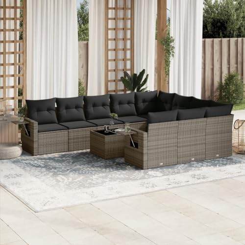 Qnhdfrt Garten Sofagarnitur Set Grau PE Rattan mit Glas Tischplatte und Kissen Modulares Design für Terrasse Balkon Garten Qnhdfrt Garten Sofagarnitur Set Grau PE Rattan mit Glas Tischplatte und Kissen Modulares Design für Terrasse Balkon Garten von Qnhdfrt