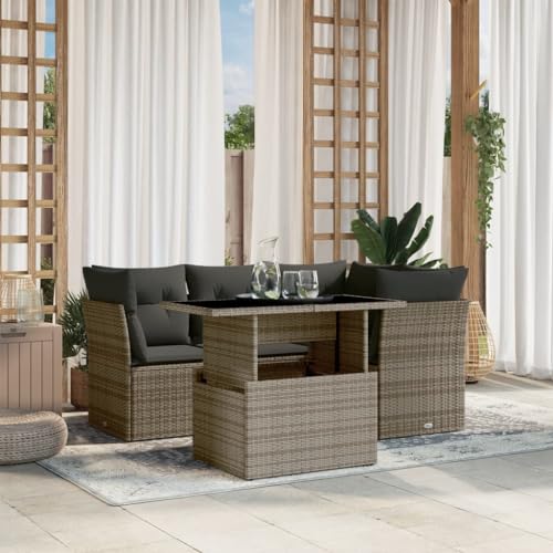 Qnhdfrt Garten Sofagarnitur Set Grau PE Rattan mit Kissen 3 Ecksofas 1 Mittelsofa Tisch Höhenverstellbar UV Beständig für Terrasse Balkon Garten Qnhdfrt Garten Sofagarnitur Set Grau PE Rattan mit Kissen 3 Ecksofas 1 Mittelsofa Tisch Höhenverstellbar UV Beständig für Terrasse Balkon Garten von Qnhdfrt