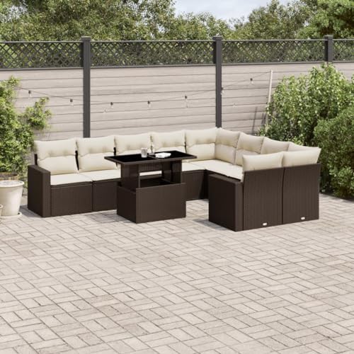 Qnhdfrt Garten Sofagarnitur Set Poly Rattan Braun mit Kissen 10 teilig Höhenverstellbarer Tisch Modulares Design für Terrasse Balkon Garten Qnhdfrt Garten Sofagarnitur Set Poly Rattan Braun mit Kissen 10 teilig Höhenverstellbarer Tisch Modulares Design für Terrasse Balkon Garten von Qnhdfrt
