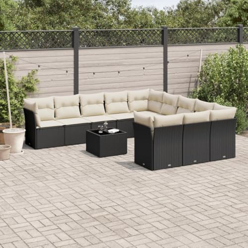Qnhdfrt Garten Sofagarnitur Set Schwarz 12 teilig PE Rattan mit Kissen und Glas Tisch für Terrasse Garten Balkon Qnhdfrt Garten Sofagarnitur Set Schwarz 12 teilig PE Rattan mit Kissen und Glas Tisch für Terrasse Garten Balkon von Qnhdfrt