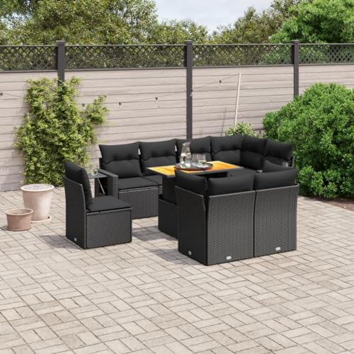 Qnhdfrt Garten Sofagarnitur Set Schwarz 9 teilig PE Rattan mit Kissen und Klapptisch Outdoor Lounge Möbel für Terrasse Balkon Garten Qnhdfrt Garten Sofagarnitur Set Schwarz 9 teilig PE Rattan mit Kissen und Klapptisch Outdoor Lounge Möbel für Terrasse Balkon Garten von Qnhdfrt