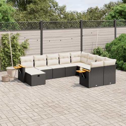 Qnhdfrt Garten Sofagarnitur Set Schwarz PE Rattan 10 teilig mit Kissen Stauraum und Klapptisch Wetterfest für Terrasse Garten Balkon Qnhdfrt Garten Sofagarnitur Set Schwarz PE Rattan 10 teilig mit Kissen Stauraum und Klapptisch Wetterfest für Terrasse Garten Balkon von Qnhdfrt