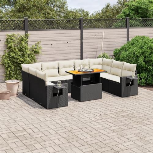 Qnhdfrt Garten Sofagarnitur Set Schwarz PE Rattan 10 teilig mit Kissen und Klapptisch Modulares Design für Terrasse Balkon Garten Qnhdfrt Garten Sofagarnitur Set Schwarz PE Rattan 10 teilig mit Kissen und Klapptisch Modulares Design für Terrasse Balkon Garten von Qnhdfrt