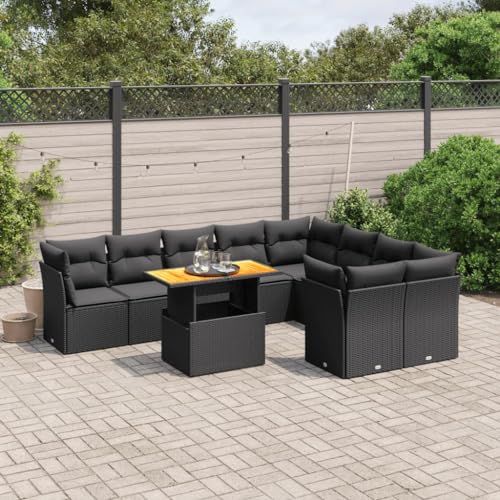 Qnhdfrt Garten Sofagarnitur Set Schwarz PE Rattan 10 teilig mit Kissen und Klapptisch für Terrasse Garten Balkon Qnhdfrt Garten Sofagarnitur Set Schwarz PE Rattan 10 teilig mit Kissen und Klapptisch für Terrasse Garten Balkon von Qnhdfrt