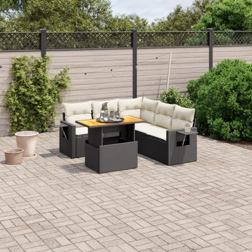 Qnhdfrt Garten Sofagarnitur Set Schwarz PE Rattan 6 teilig mit Kissen und Klapptisch für Terrasse Balkon Garten Qnhdfrt Garten Sofagarnitur Set Schwarz PE Rattan 6 teilig mit Kissen und Klapptisch für Terrasse Balkon Garten von Qnhdfrt