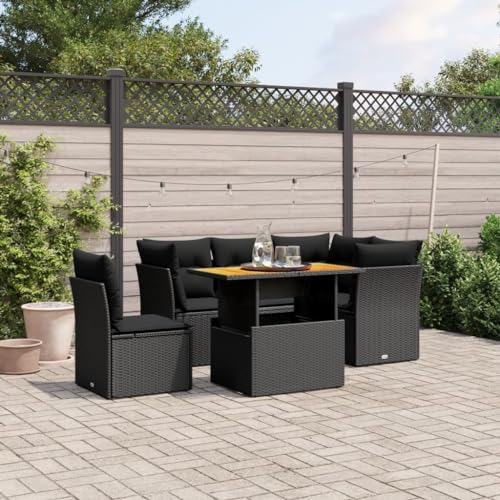 Qnhdfrt Garten Sofagarnitur Set Schwarz PE Rattan Ecksofa mit Tisch und Kissen für Terrasse Balkon Garten von Qnhdfrt