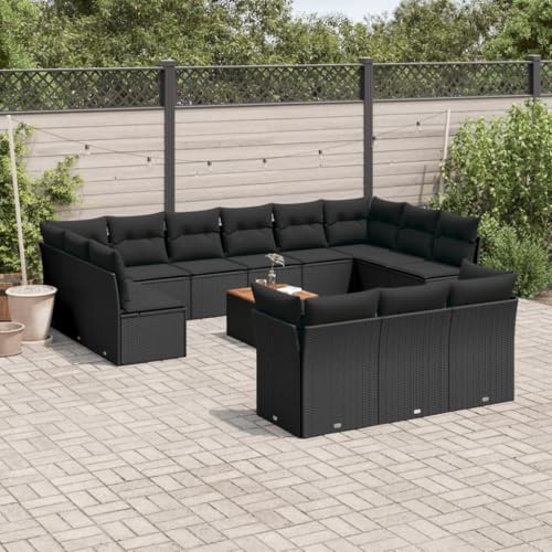 Qnhdfrt Garten Sofagarnitur Set Schwarz PE Rattan mit Polsterkissen 62 x 62 x 69 cm Modulares Design für Terrasse Garten und Balkon Qnhdfrt Garten Sofagarnitur Set Schwarz PE Rattan mit Polsterkissen 62 x 62 x 69 cm Modulares Design für Terrasse Garten und Balkon von Qnhdfrt