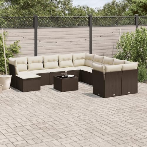Qnhdfrt Garten Sofagarnitur Set aus Braunem PE Rattan mit Kissen und Glas Tisch Modulares Design für Terrasse Garten und Balkon Qnhdfrt Garten Sofagarnitur Set aus Braunem PE Rattan mit Kissen und Glas Tisch Modulares Design für Terrasse Garten und Balkon von Qnhdfrt
