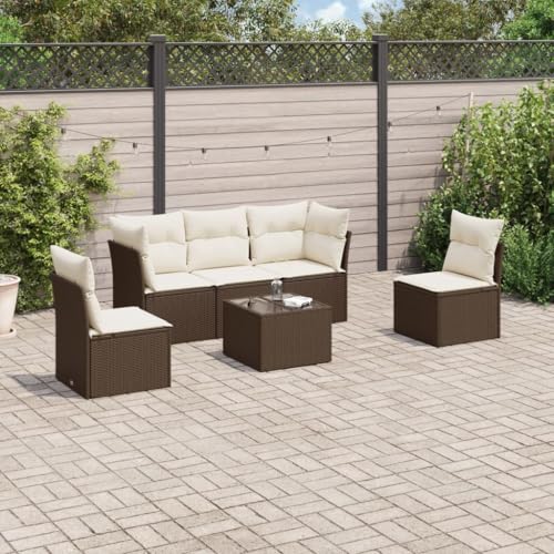Qnhdfrt Garten Sofagarnitur Set aus Braunem PE Rattan mit Kissen und Glas Tisch für Terrasse Garten Balkon Lounge Bereich Qnhdfrt Garten Sofagarnitur Set aus Braunem PE Rattan mit Kissen und Glas Tisch für Terrasse Garten Balkon Lounge Bereich von Qnhdfrt