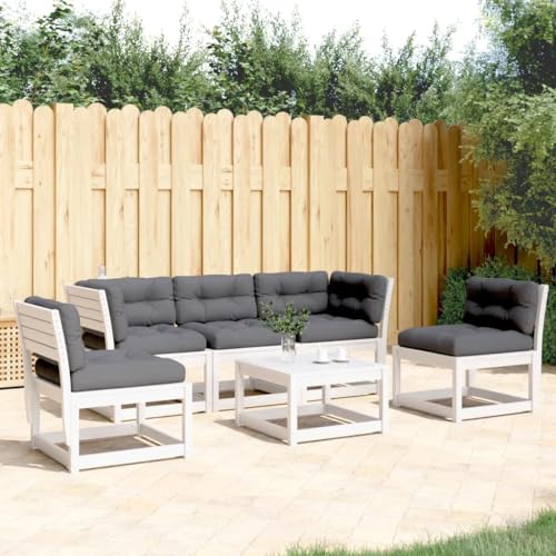 Qnhdfrt Garten Sofagarnitur Set aus Massivholz Kiefer 5 teilig mit Polsterkissen Weiß Anthrazit für Terrasse Garten und Balkon Qnhdfrt Garten Sofagarnitur Set aus Massivholz Kiefer 5 teilig mit Polsterkissen Weiß Anthrazit für Terrasse Garten und Balkon von Qnhdfrt