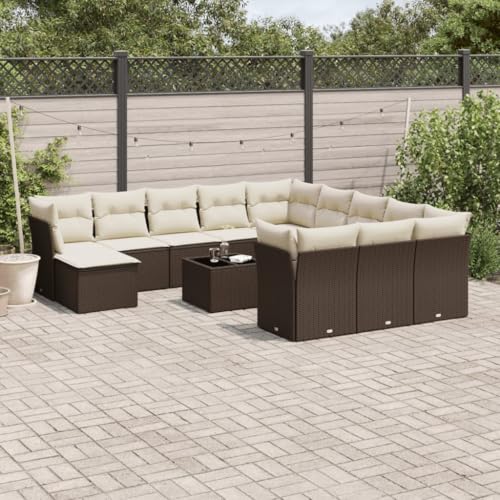 Qnhdfrt Garten Sofagarnitur Set aus PE Rattan Braun mit Kissen und Glas Tisch für Terrasse Balkon Garten Qnhdfrt Garten Sofagarnitur Set aus PE Rattan Braun mit Kissen und Glas Tisch für Terrasse Balkon Garten von Qnhdfrt