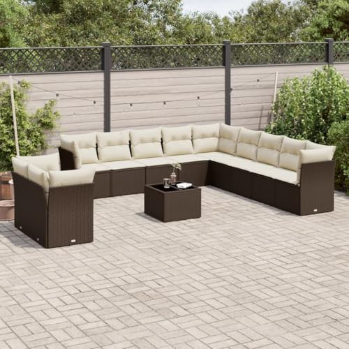 Qnhdfrt Garten Sofagarnitur Set aus PE Rattan mit Kissen 12 teilig Braun und Cremeweiß für Terrasse Garten und Balkon Qnhdfrt Garten Sofagarnitur Set aus PE Rattan mit Kissen 12 teilig Braun und Cremeweiß für Terrasse Garten und Balkon von Qnhdfrt