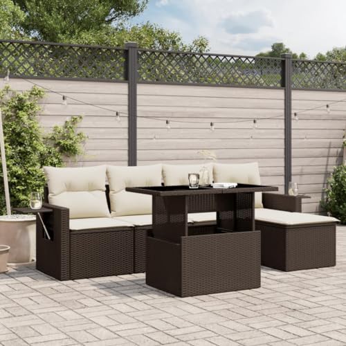 Qnhdfrt Garten Sofagarnitur Set aus PE Rattan mit Kissen Braun 55x62x69 cm Modulares Design für Terrasse Balkon und Garten Qnhdfrt Garten Sofagarnitur Set aus PE Rattan mit Kissen Braun 55x62x69 cm Modulares Design für Terrasse Balkon und Garten von Qnhdfrt