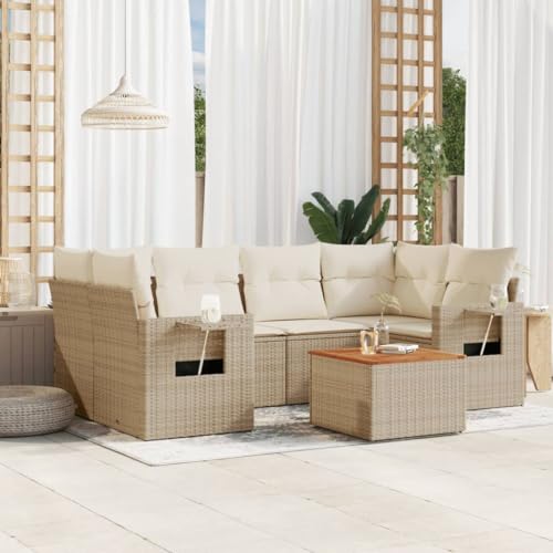 Qnhdfrt Garten-Sofagarnitur aus PE-Rattan Beige mit Kissen Modulares Design für Garten Terrasse und Balkon Qnhdfrt Garten-Sofagarnitur aus PE-Rattan Beige mit Kissen Modulares Design für Garten Terrasse und Balkon von Qnhdfrt