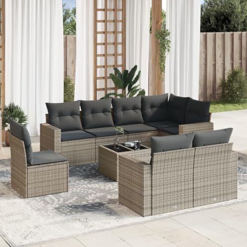 Qnhdfrt Garten-Sofagarnitur aus PE-Rattan Grau 9-TLG. Set mit Kissen und Stauraum – Modulares Design für Garten, Terrasse und Balkon Qnhdfrt Garten-Sofagarnitur aus PE-Rattan Grau 9-TLG. Set mit Kissen und Stauraum – Modulares Design für Garten, Terrasse und Balkon von Qnhdfrt