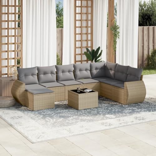 Qnhdfrt Garten Sofagarnitur aus PE Rattan mit Glas Tisch und abnehmbaren Kissen Modulares Design für Garten Terrasse oder Balkon Bequem und Wetterbeständig Qnhdfrt Garten Sofagarnitur aus PE Rattan mit Glas Tisch und abnehmbaren Kissen Modulares Design für Garten Terrasse oder Balkon Bequem und Wetterbeständig von Qnhdfrt