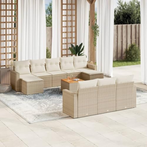 Qnhdfrt Garten-Sofagarnitur aus PE-Rattan und Akazienholz Beige 11-TLG. Set mit Kissen Modulares Design für Garten, Terrasse und Balkon Qnhdfrt Garten-Sofagarnitur aus PE-Rattan und Akazienholz Beige 11-TLG. Set mit Kissen Modulares Design für Garten, Terrasse und Balkon von Qnhdfrt