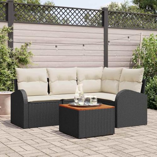 Qnhdfrt Garten Sofaset 5 pcs Schwarz Weiß Groß Modernes Design PE Rattan mit Stauraum Wetterfest für Terrasse Garten Balkon Qnhdfrt Garten Sofaset 5 pcs Schwarz Weiß Groß Modernes Design PE Rattan mit Stauraum Wetterfest für Terrasse Garten Balkon von Qnhdfrt