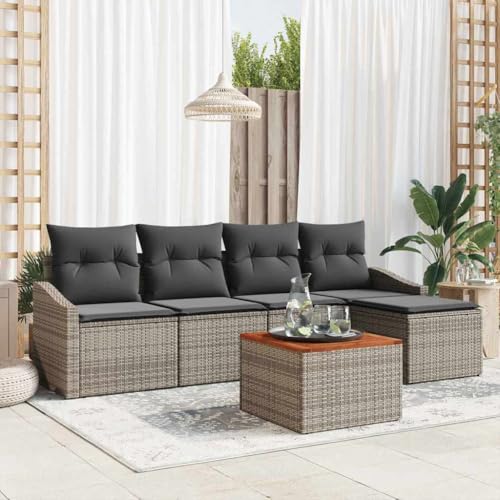 Qnhdfrt Garten Sofaset 6 teilig Grau Modernes Design Poly Rattan mit Kissen Stauraum und Gartentisch Robustes Material für Innen und Außenbereich Qnhdfrt Garten Sofaset 6 teilig Grau Modernes Design Poly Rattan mit Kissen Stauraum und Gartentisch Robustes Material für Innen und Außenbereich von Qnhdfrt